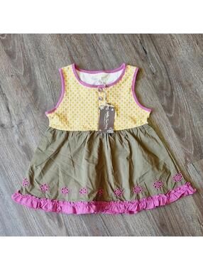 NWT Matilda Jane Girls Green And Yellow Ruffle Top Size 6